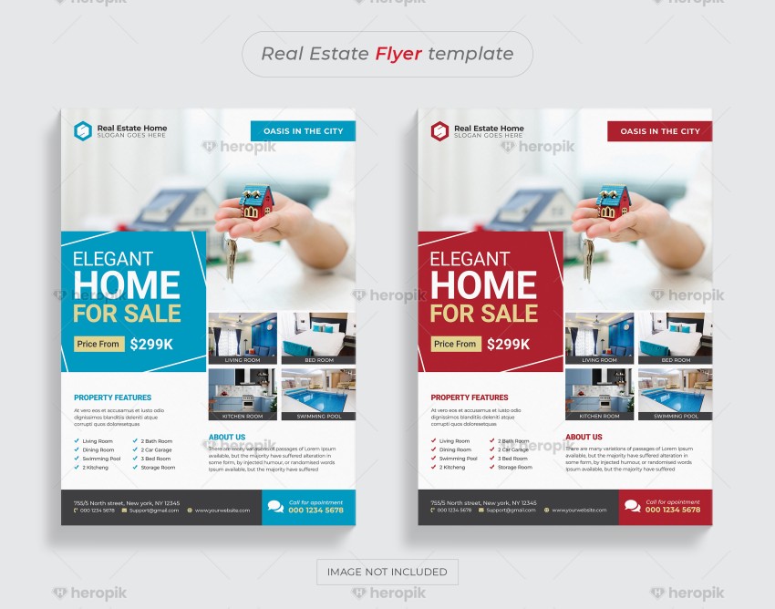Elegant Home for Sale Real Estate Flyer template with 2 Colors
