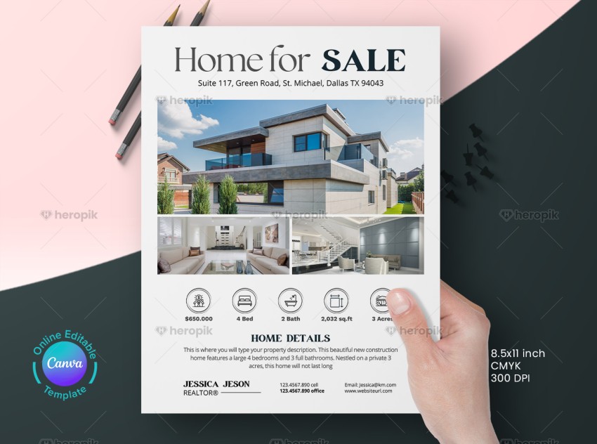 Home for Sale Real Estate Flyer Canva Design