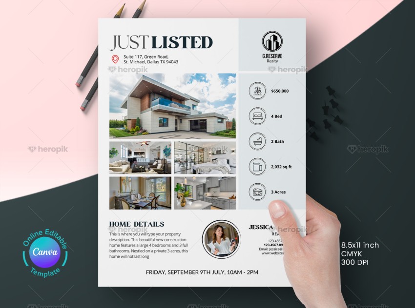 Just Listed Real Estate Flyer Layout