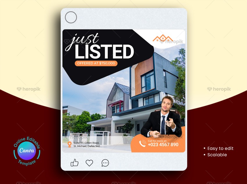 Just Listed Real Estate Web Banner Canva Template