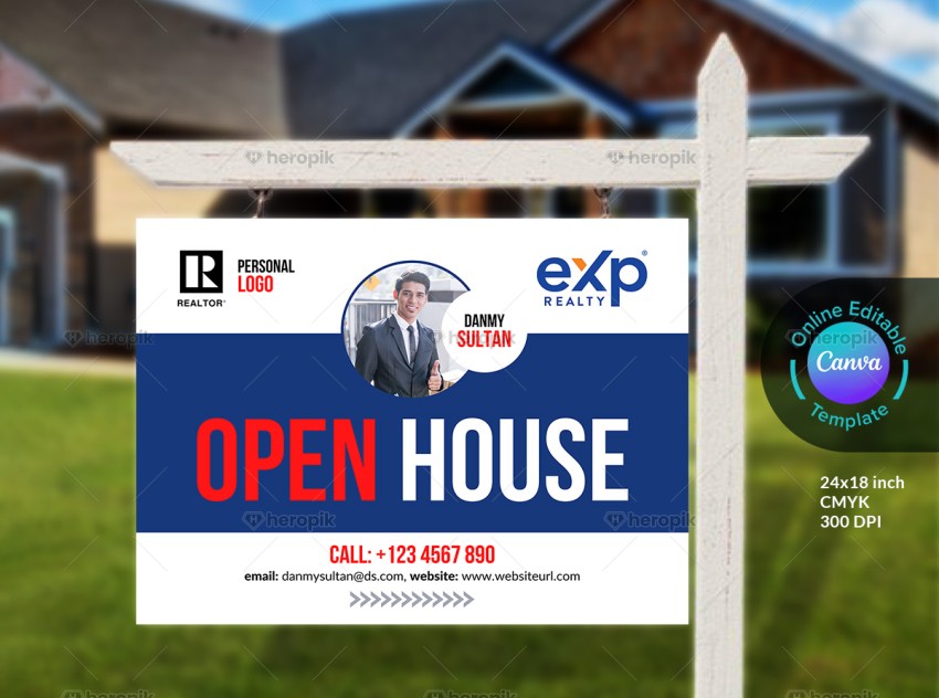 Open House Yard Sign Canva Template Design