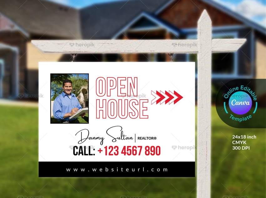 Open House Yard Sign Canva Template