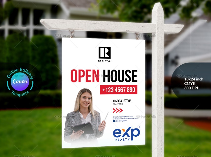 Open House Yard Sign Model Canva Layout