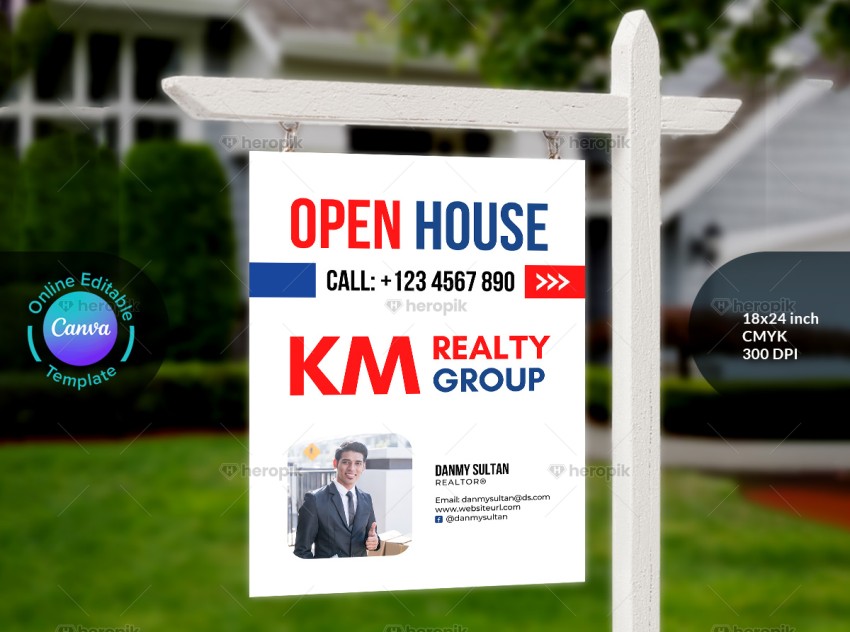 Open House Yard Sign Model Canva Template