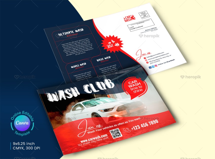 Car Wash Direct Mail EDDM Canva Layout