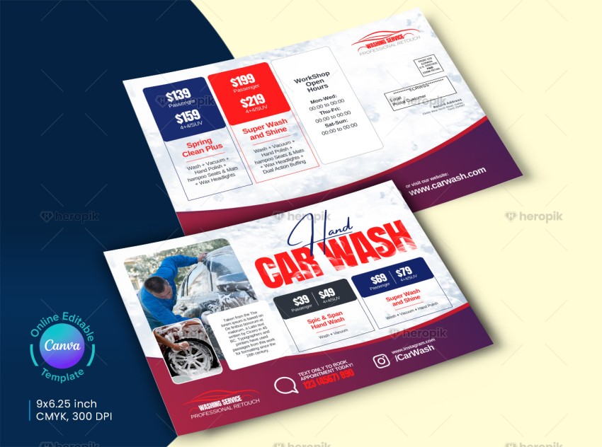 Car Wash Direct Mail EDDM Canva Template