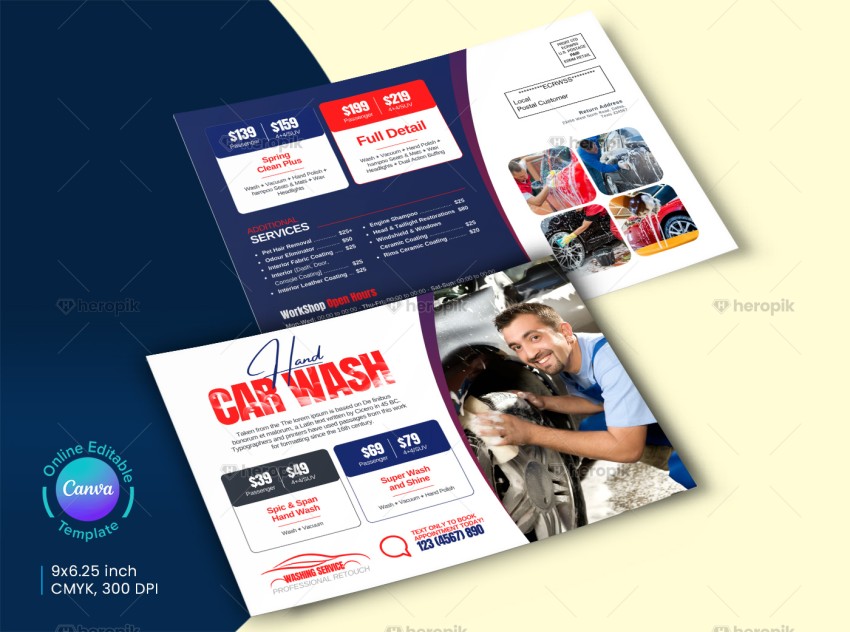 Car Wash EDDM Mailer Design Canva Template