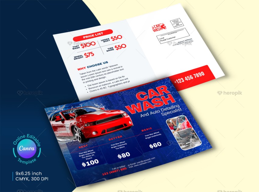 Car Wash EDDM Postcard Canva Layout