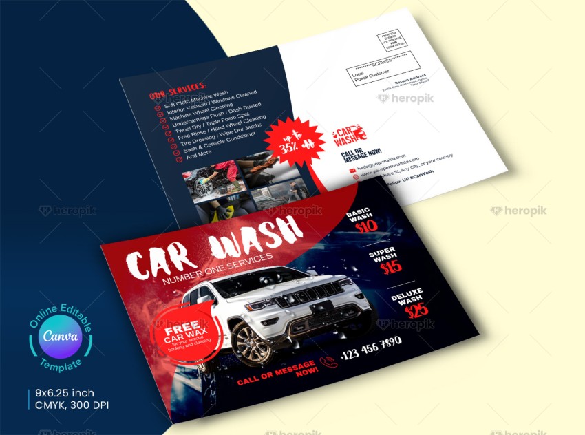 Car Wash Pricing EDDM Canva Layout