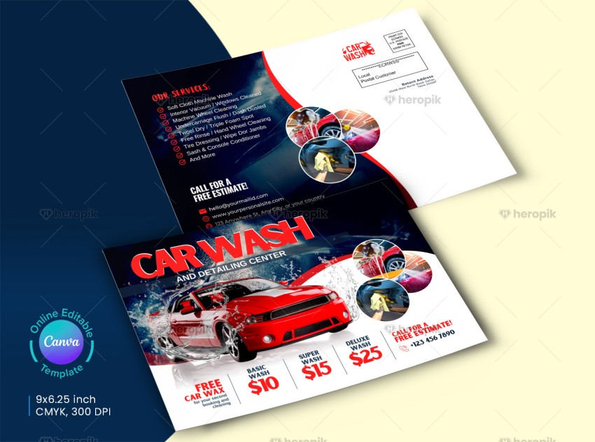 Car Wash Pricing EDDM Canva Template