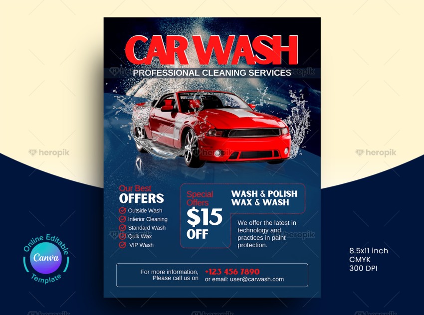 Car Wash Promotional Flyer Canva Layout