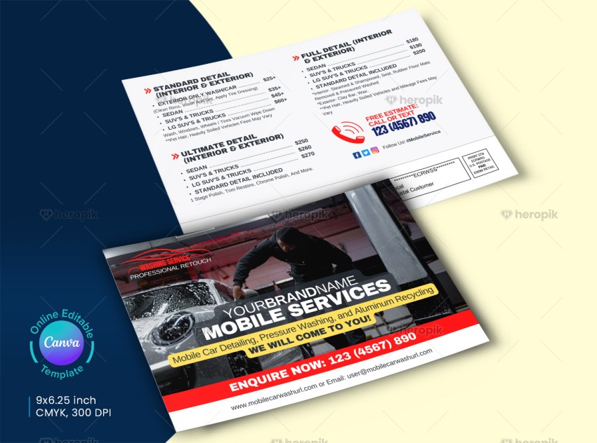 Car Clean Postcard Template