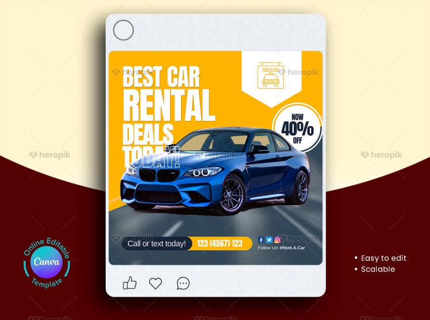 Rental Car Social Media Banner Canva Template