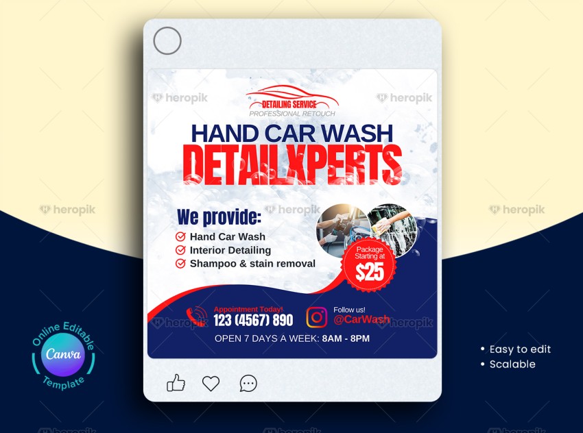 Auto Detail Experts Social Media Banner Canva Template