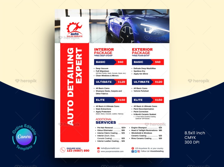 Auto Detailing Expert Flyer Canva Template