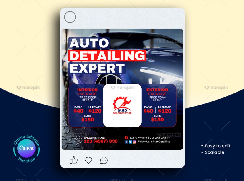 Auto Detailing Expert Instagram Post Canva Template