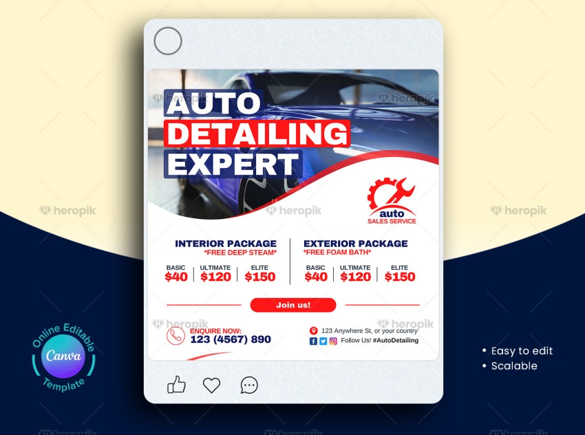 Auto Detailing Social Media Banner Canva Layout