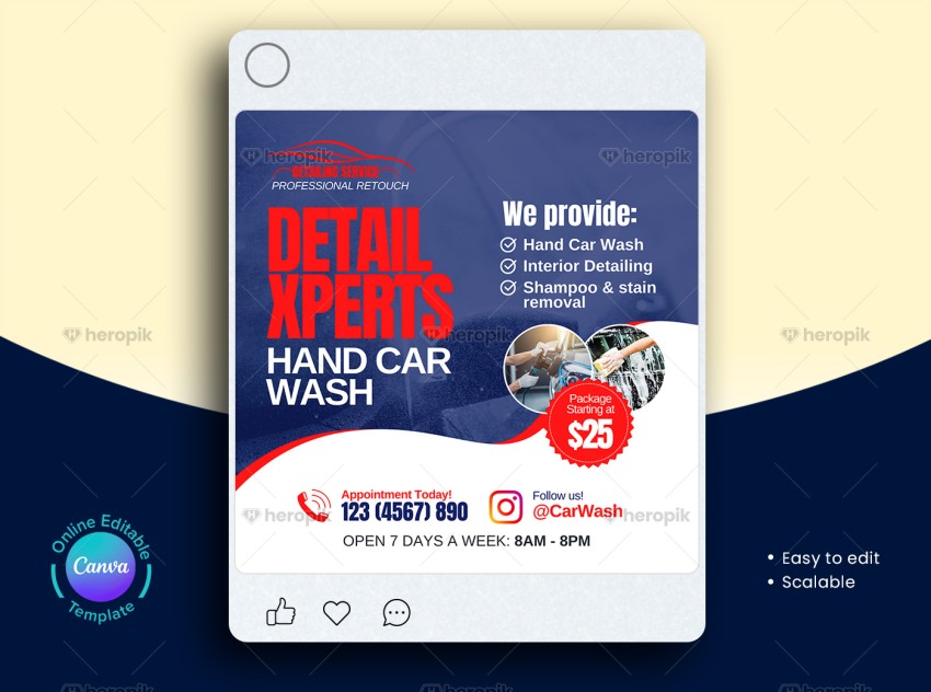 Auto Detailing Social Media Banner Canva Template