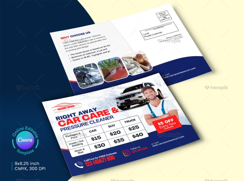 Car Care Price Table EDDM Mailer Canva Template