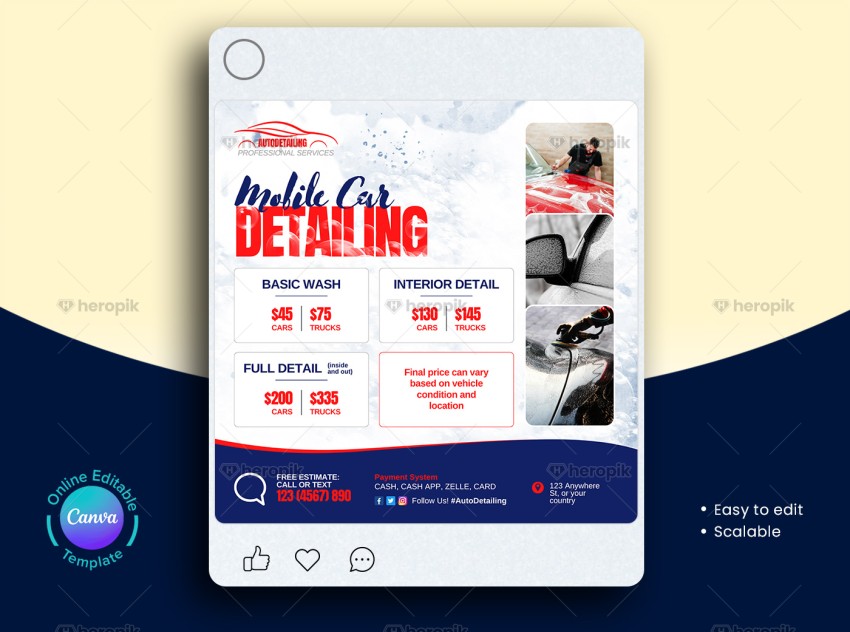 Car Detailing Instagram Post Canva Template