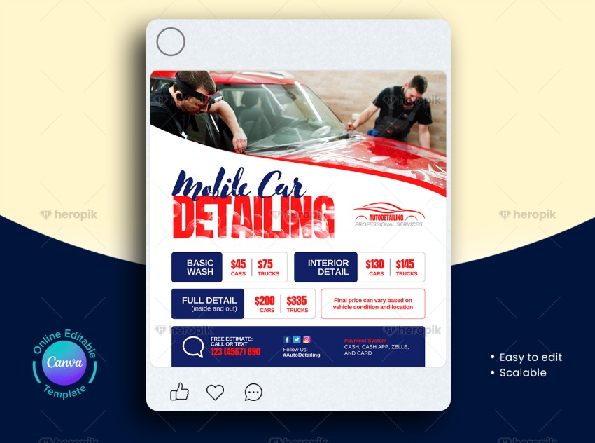 Car Detailing Social Media Banner Canva Template