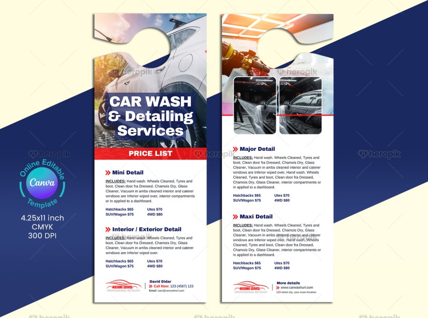 Car Wash Detailing Door Hanger Canva Template