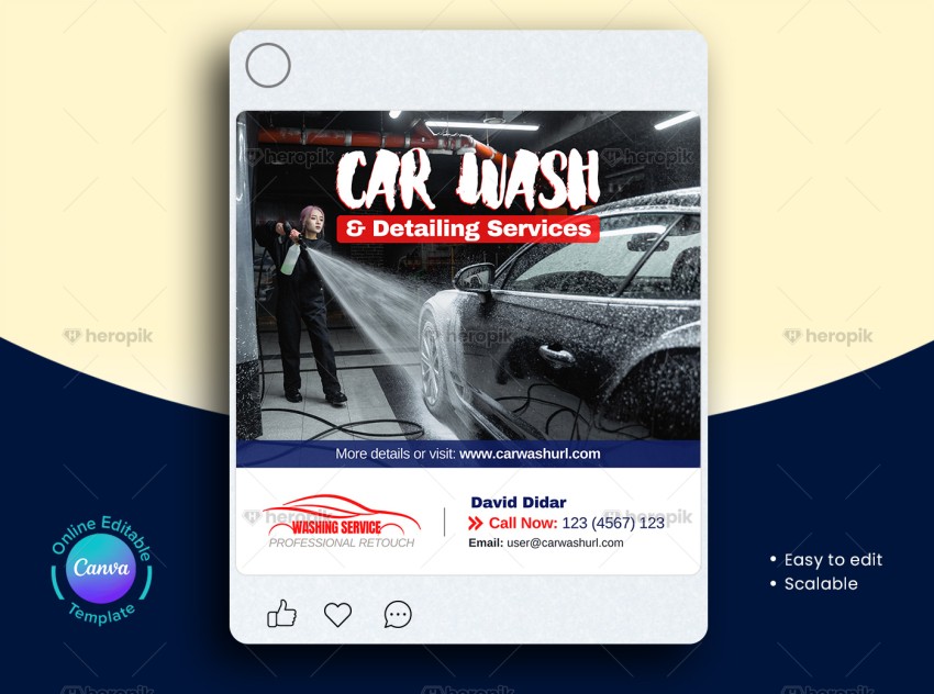 Car Wash Detailing Instagram Post Canva Template