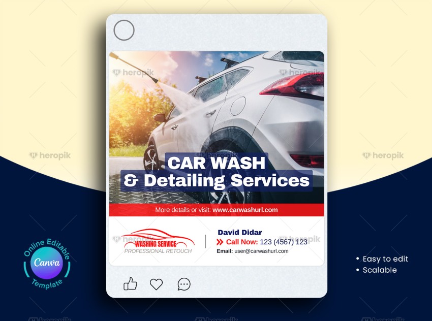 Car Wash Detailing Social Media Banner Canva Template