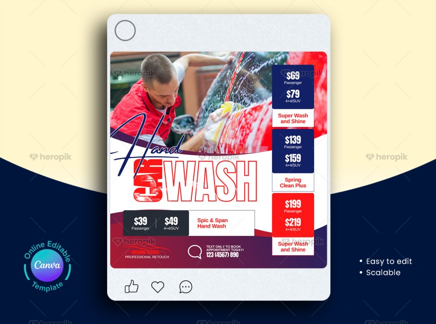 Car Wash Instagram Post Canva Template