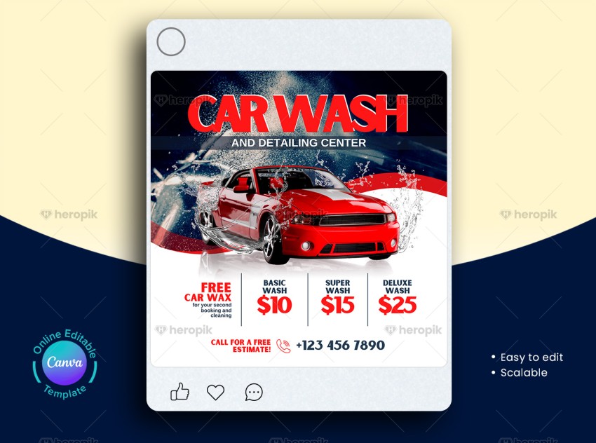 Car Wash Pricing Banner Canva Template