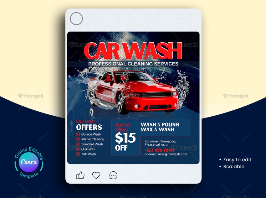 Car Wash Services Offer Banner Canva Template