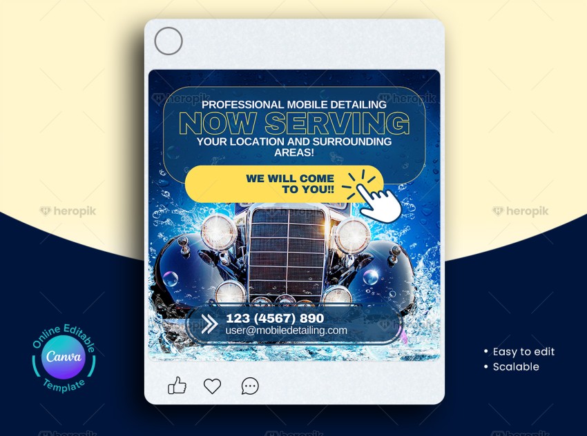 Car Wash Serving Social Media Banner Canva Template