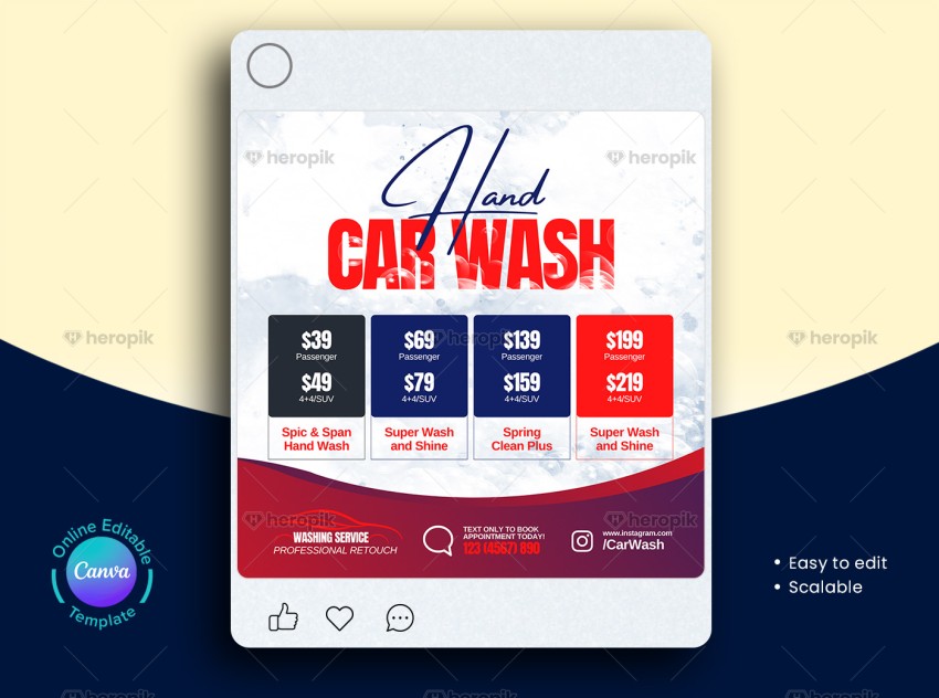 Car Wash Social Media Banner Canva Template