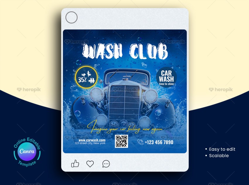 Car Wash Social Media Posts Canva Template