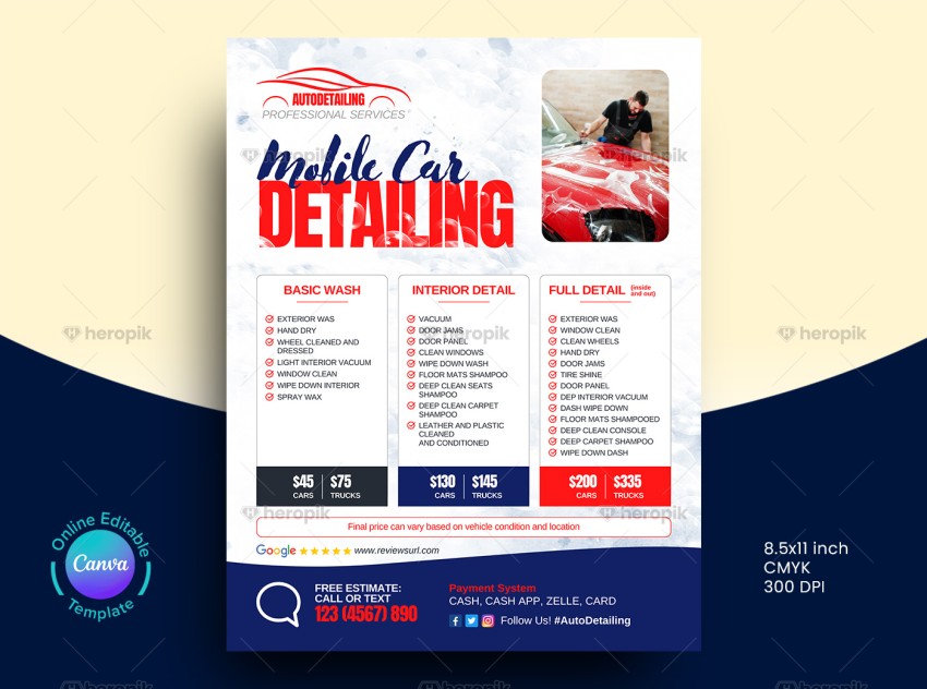 Detailing Poster Canva Template