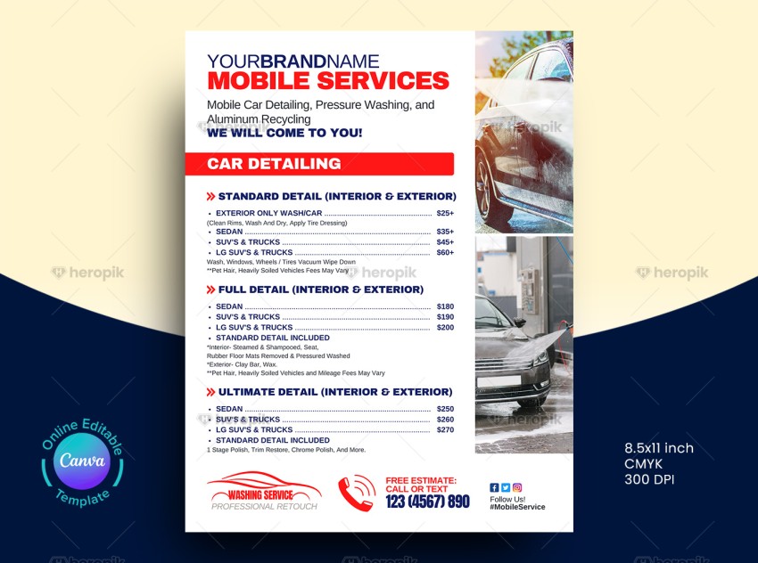 Mobile Wash Flyer Canva Template