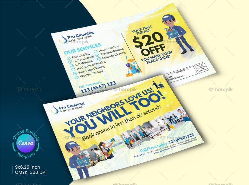 Cleaning Service Direct Mail Template Canva