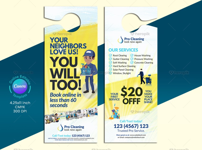 Cleaning Service Door Hanger Canva Layout