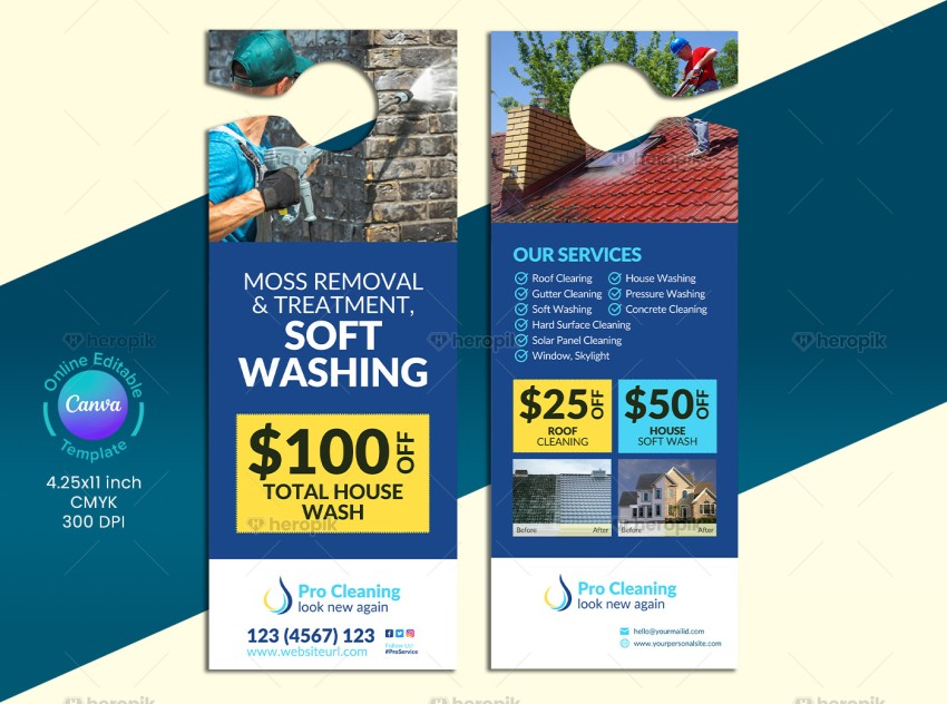 Cleaning Service Door Hanger Canva Template Design