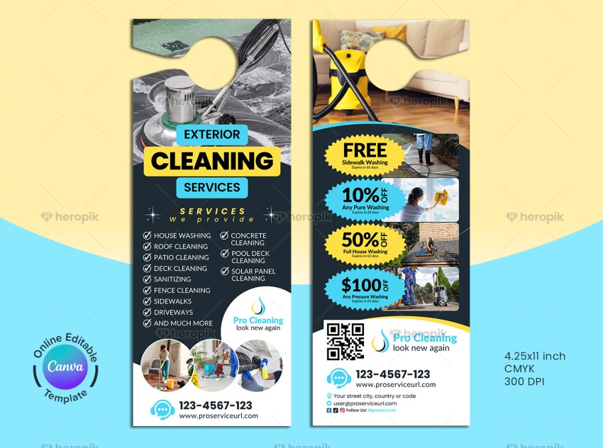 Cleaning Service Door Hanger Canva Template Model