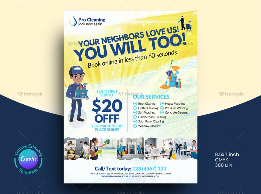 Cleaning Service Flyer Canva Template Model