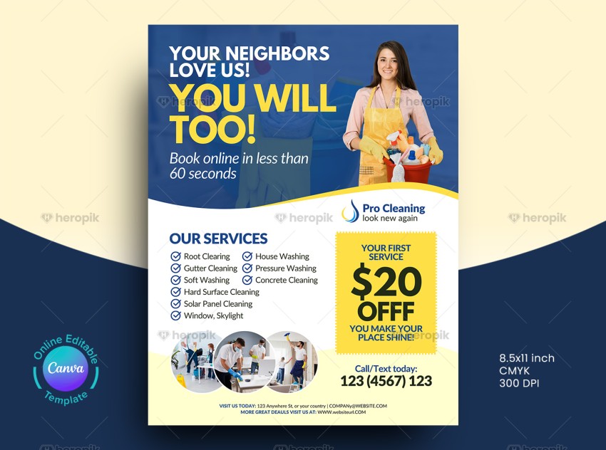 Cleaning Service Flyer Canva Template