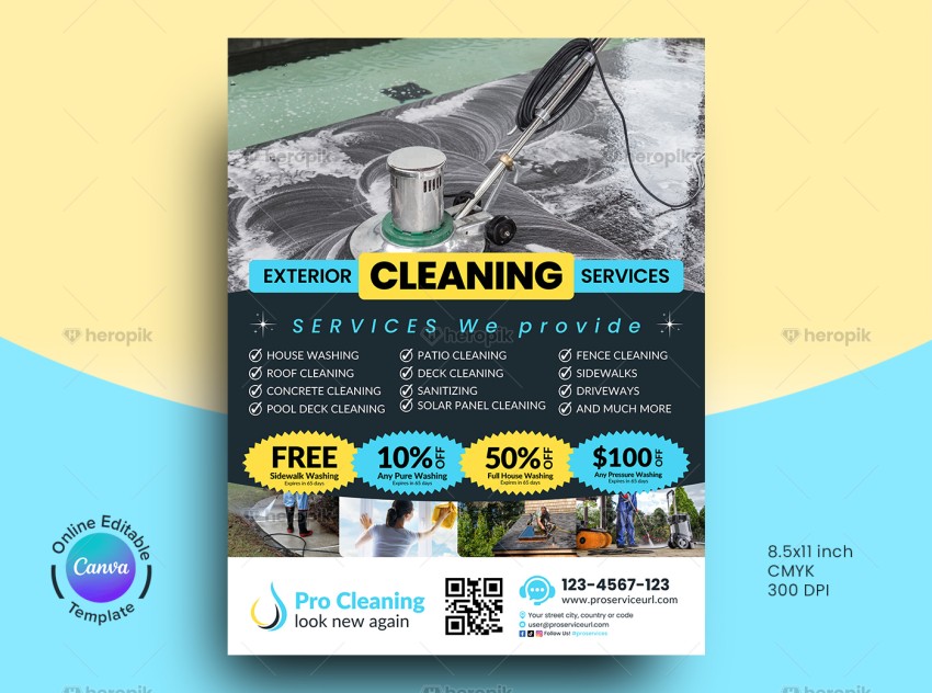 Cleaning Service Flyer Desgn Canva Template