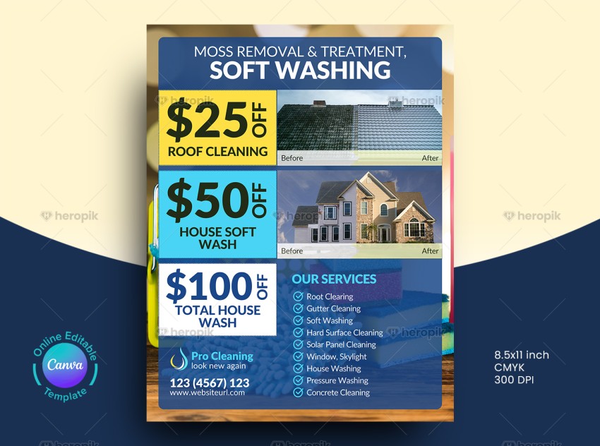 Cleaning Service Flyer Design Canva Template