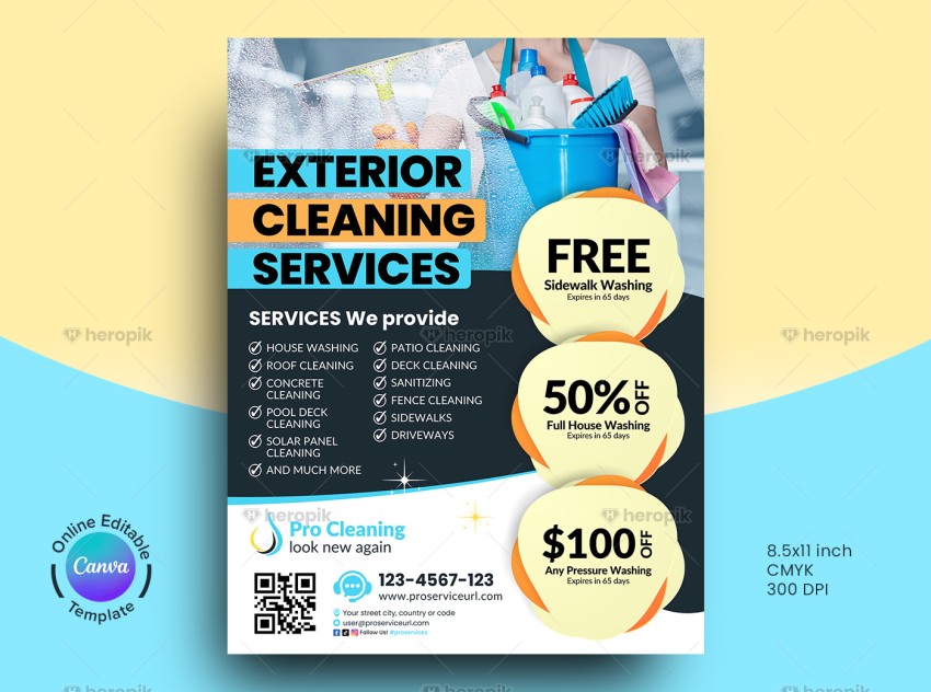 Cleaning Service Promotional Flyer Canva Template