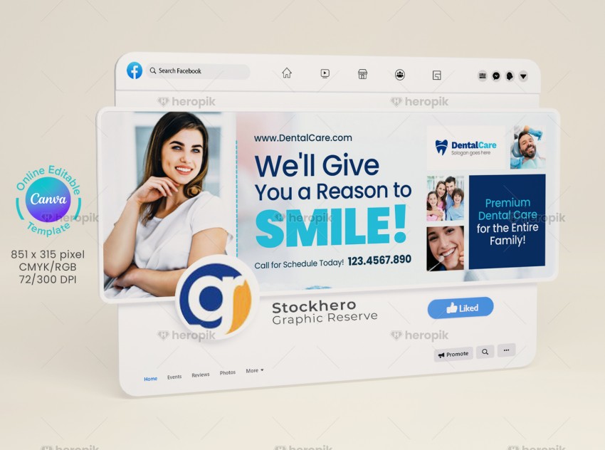 Dental Facebook Cover Design Template Canva