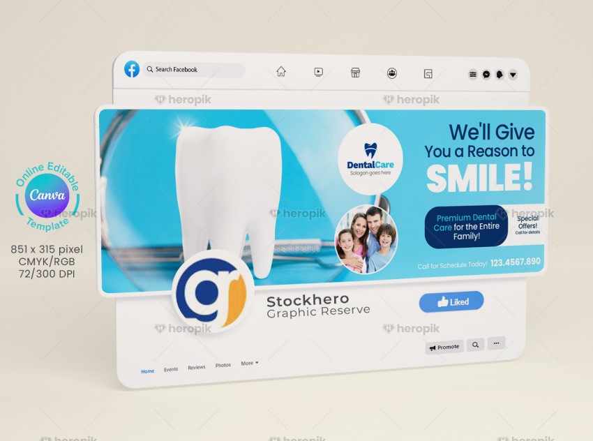 Dental Facebook Cover Design Template