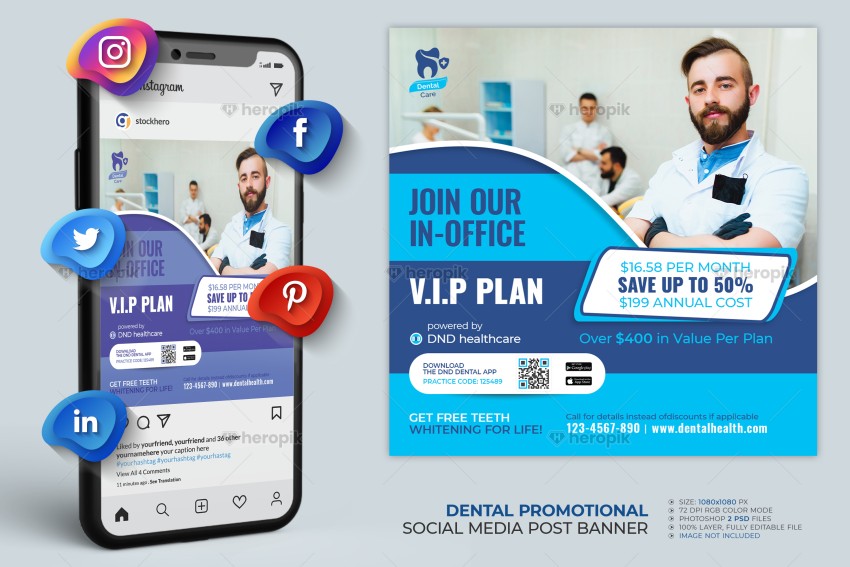 Dental Healthcare Promotional Social Media Post Banner template