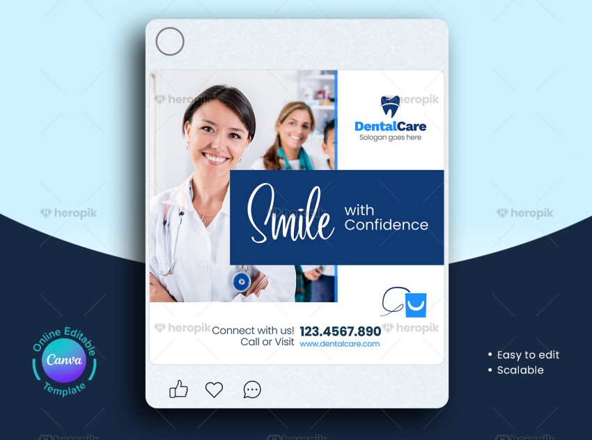 Dental Social Media Post Canva Template Design