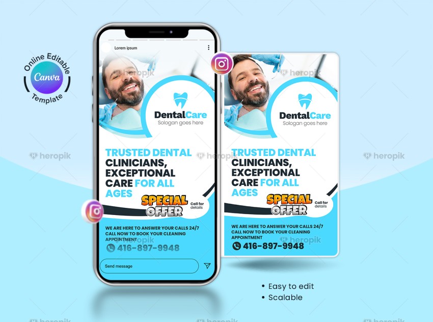 Dentistry Promotional Instagram Story Canva Template